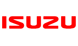 Red Isuzu logo on a white background
