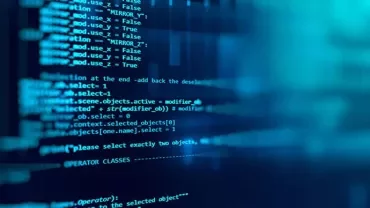 Computer code displayed on a blue background.