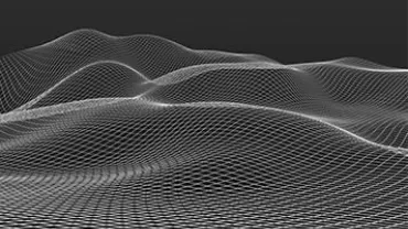A complex pattern of wavy white grid lines on a black background.