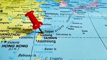 Red pin on a map marking Taiwan