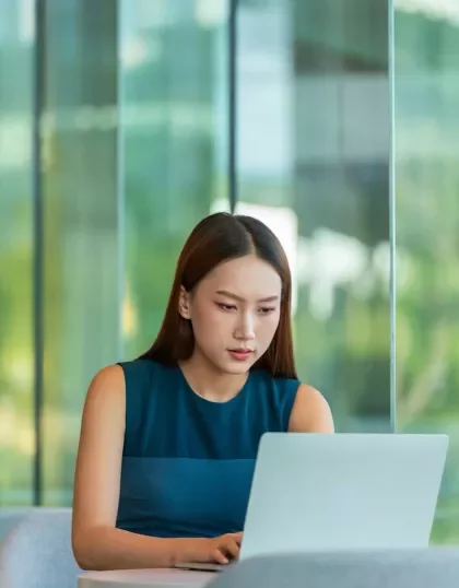 Executive working on a computer