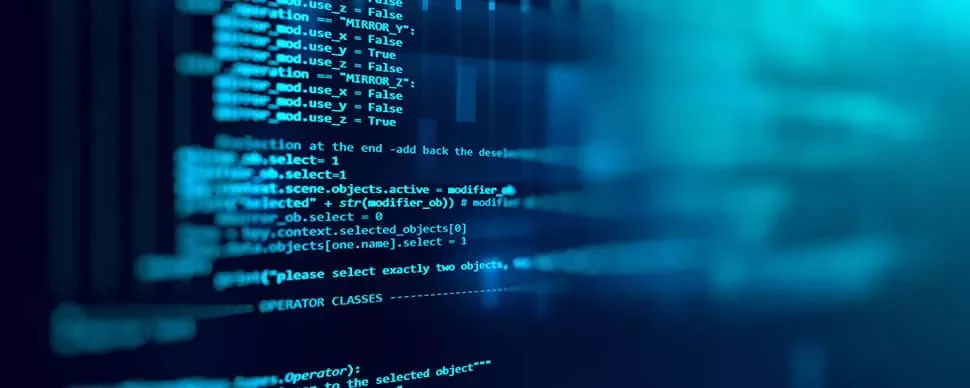 Computer code displayed on a blue background.